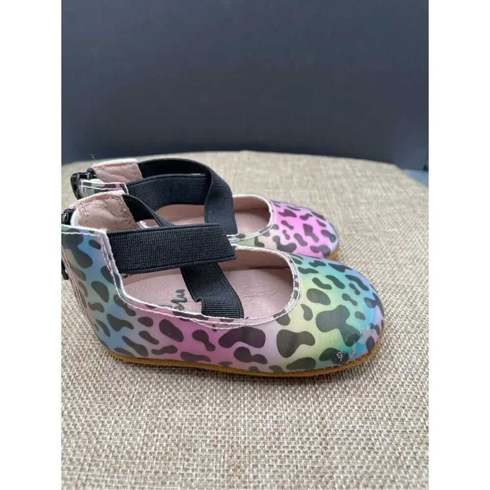 Monkey Feet Baby Girl Shoes Size 6-12 Months New Cheetah Print